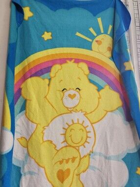 Vintage 2000 Care Bears FUNSHINE BEAR Fleece 45" x 60" Throw Blanket